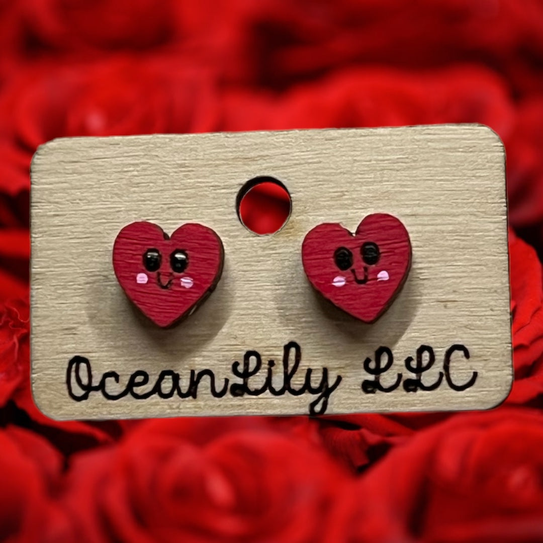 Valentine’s Day hand painted wooden studs