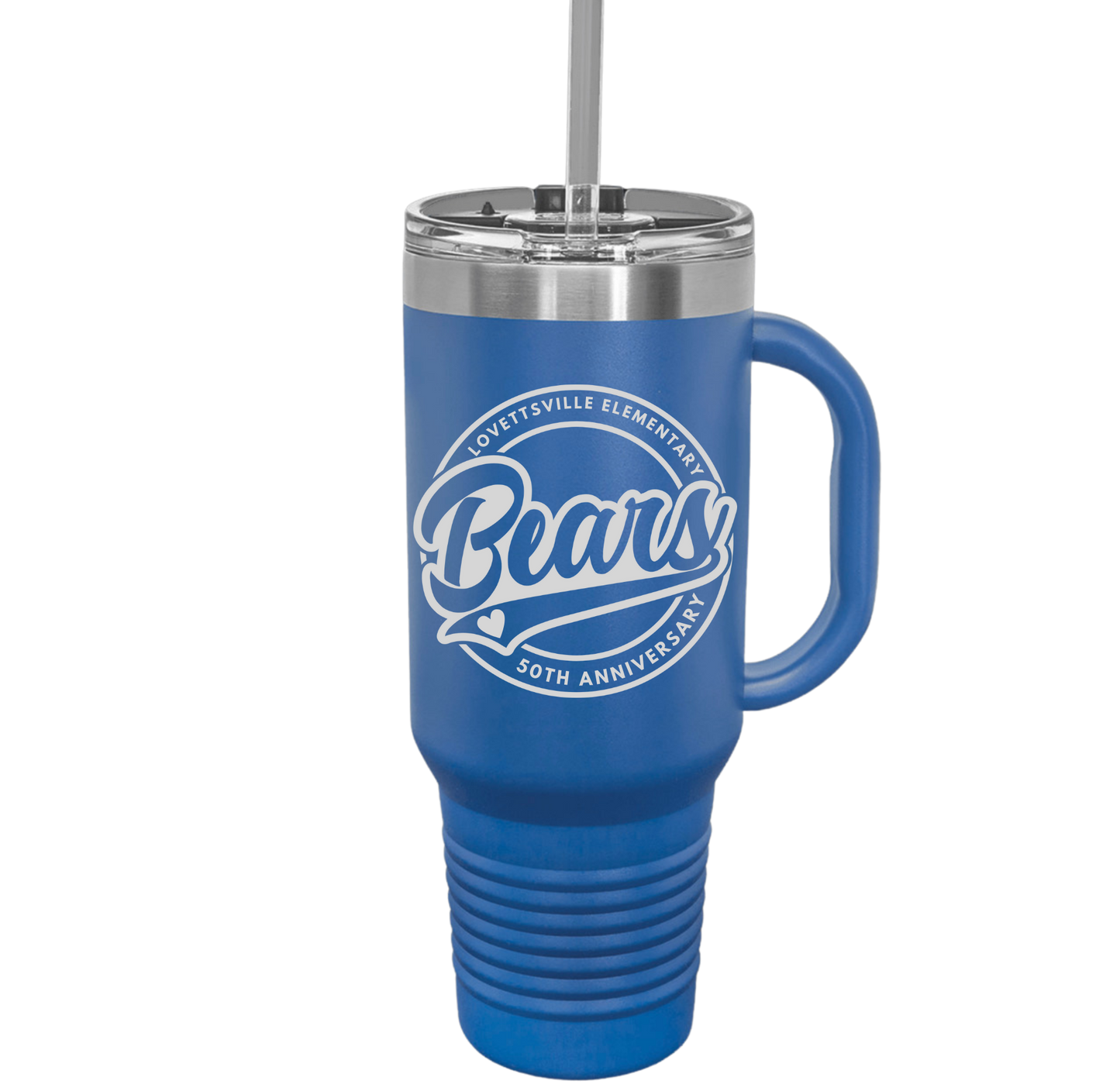 40 oz blue water bottle with straw and handle