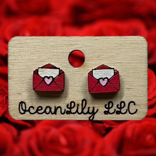 Valentine’s Day hand painted wooden studs