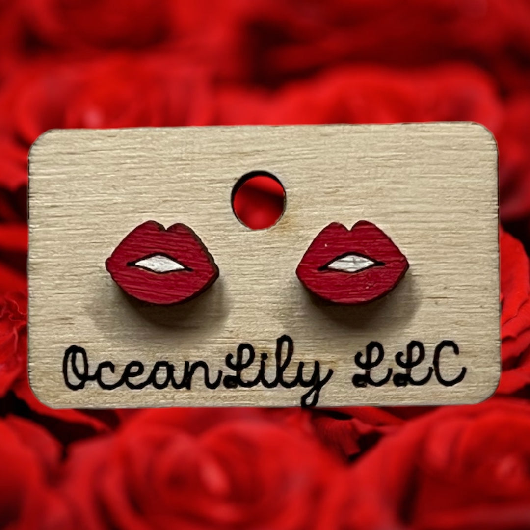 Valentine’s Day hand painted wooden studs