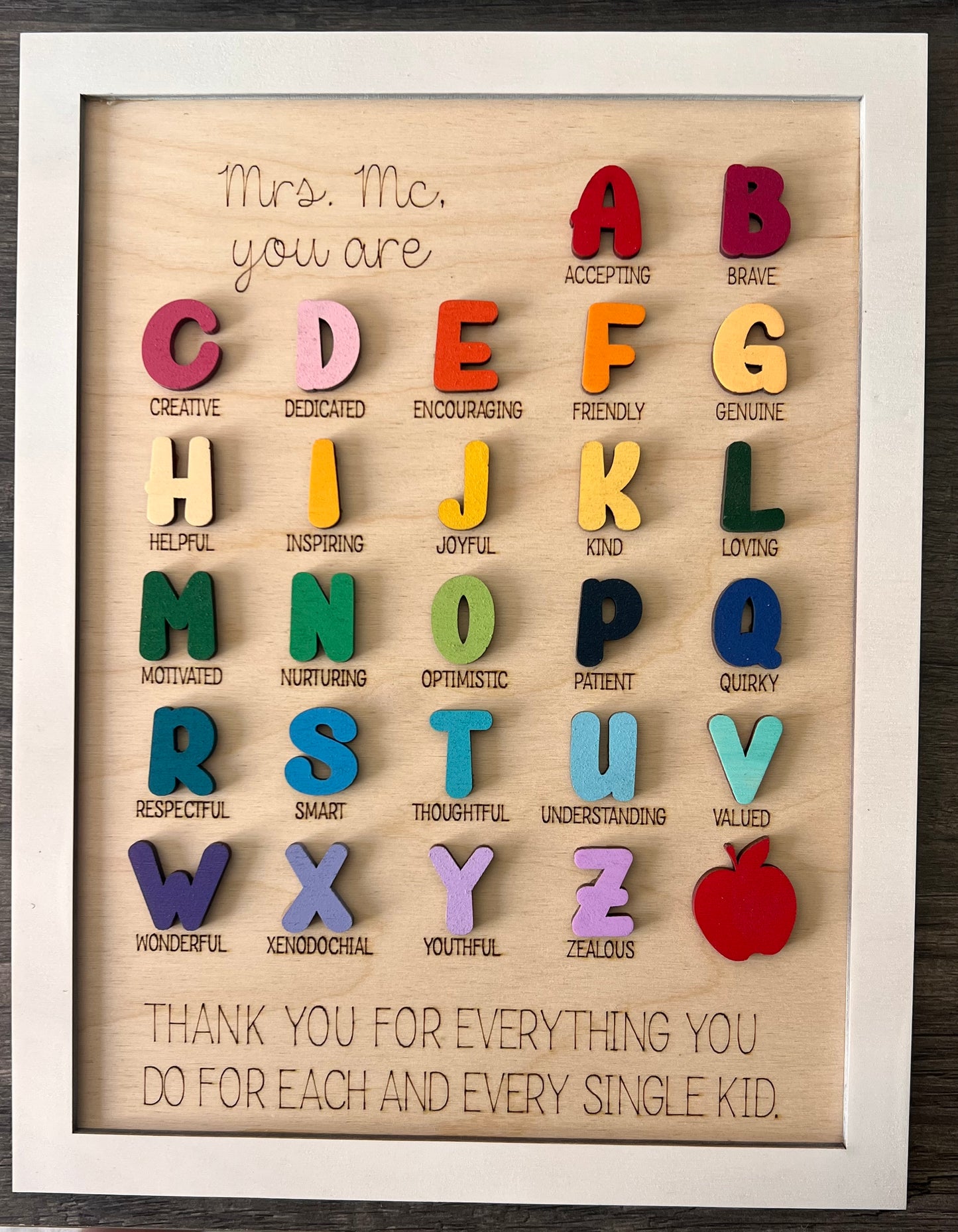 Custom Teacher ABC Sign