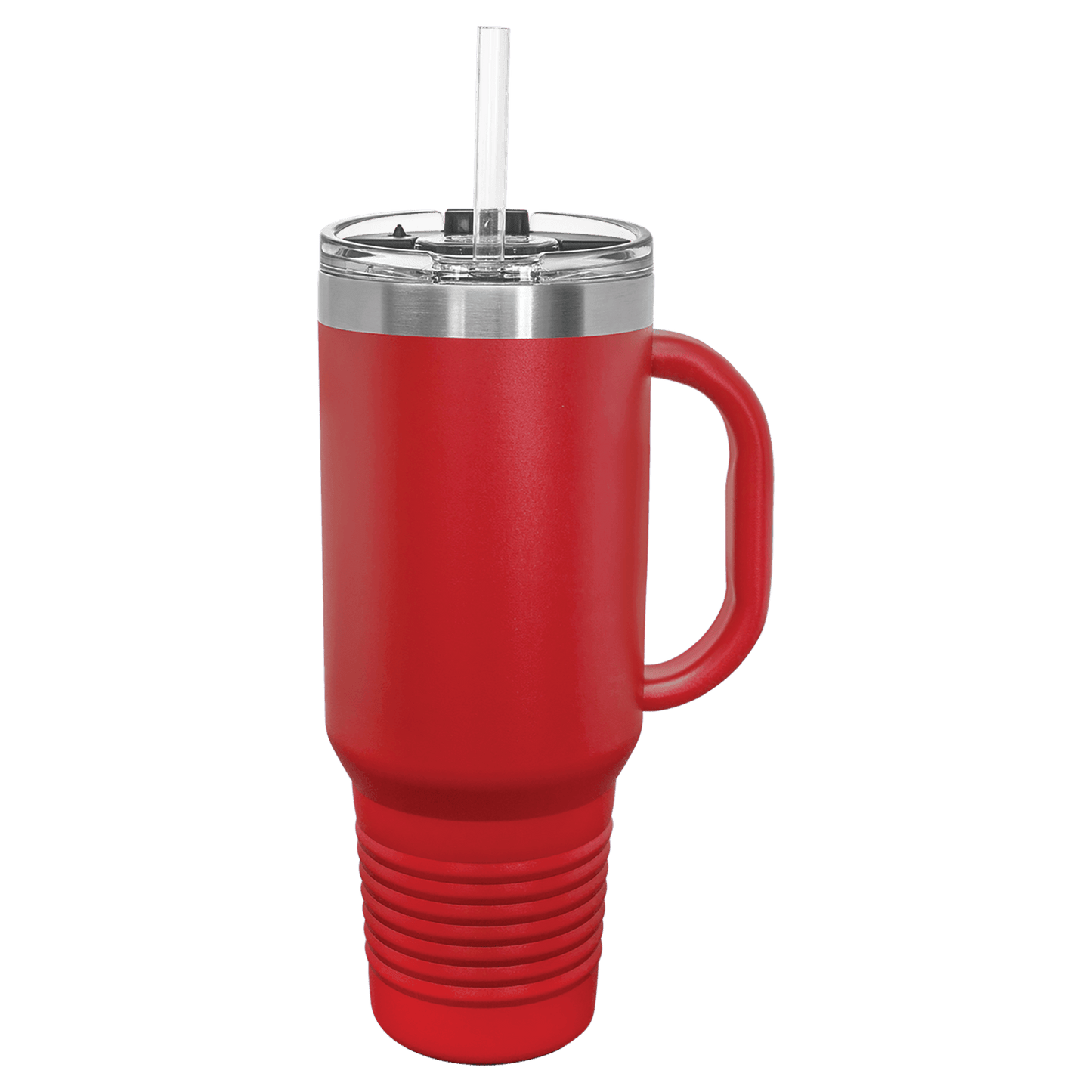 40 oz red water bottle with straw and handle