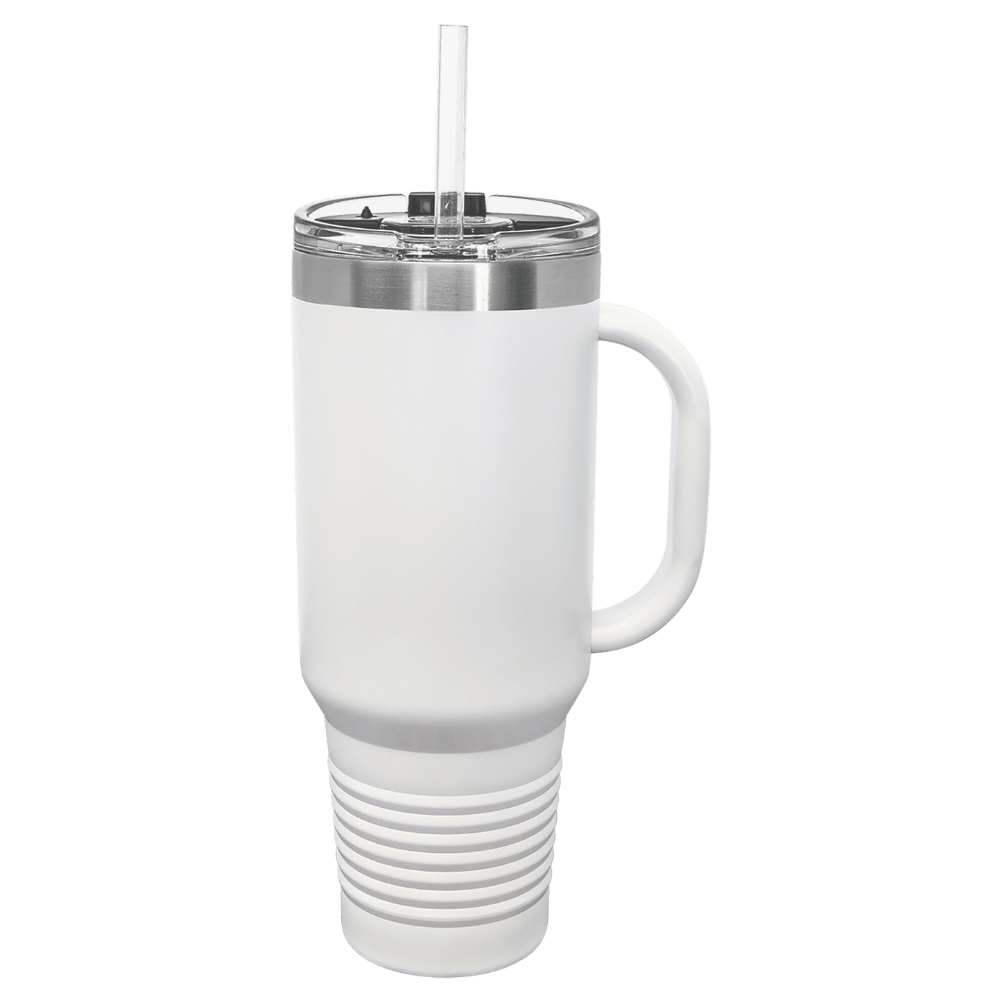 40 oz white water bottle with straw and handle