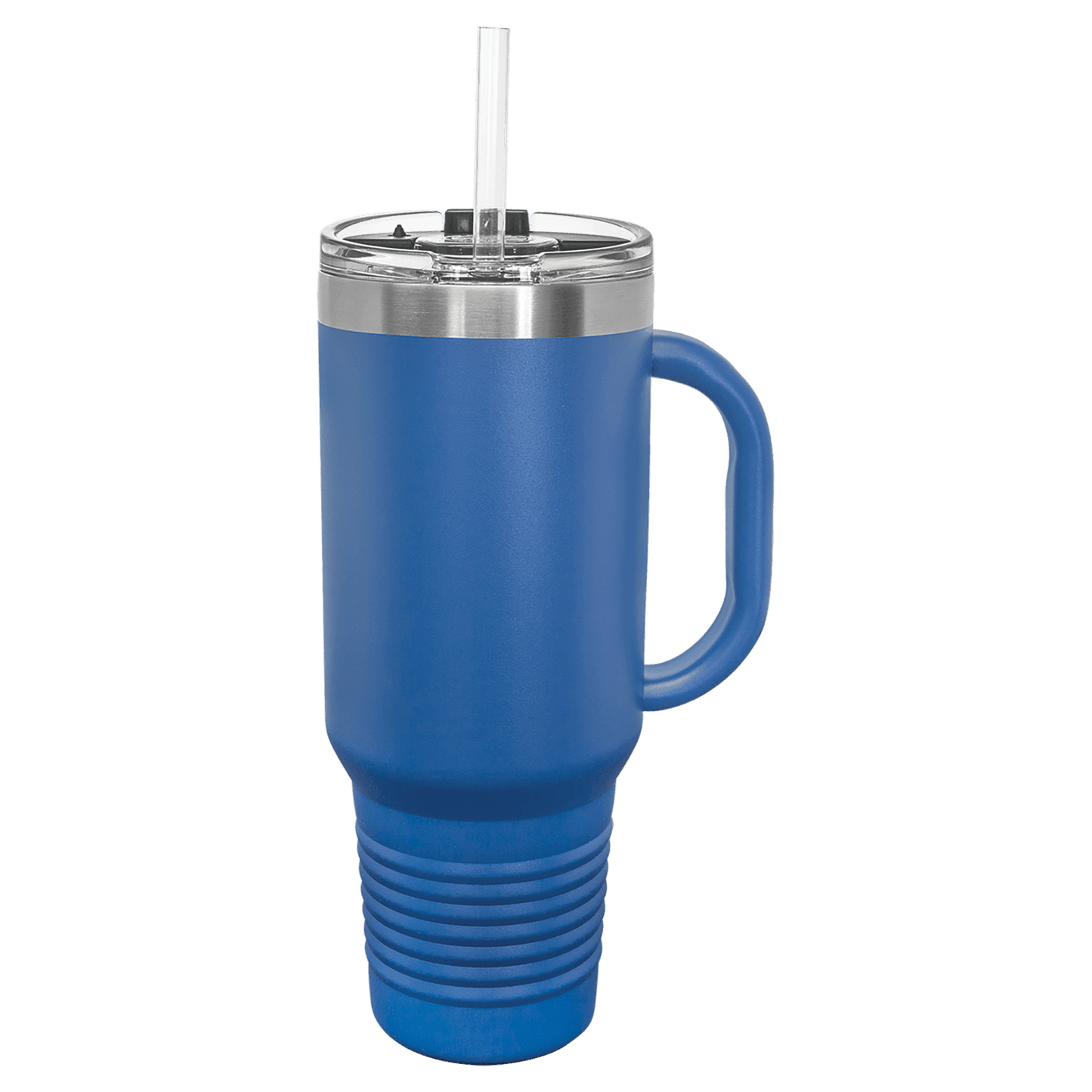 40 oz blue water bottle with straw and handle