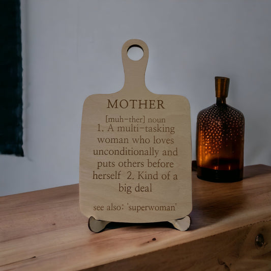 Mother definition cutting board sign