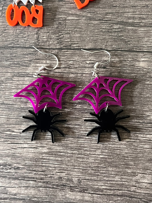 Half spider web earrings