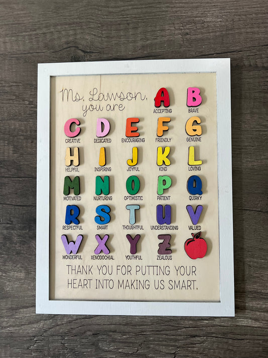 Custom Teacher ABC Sign