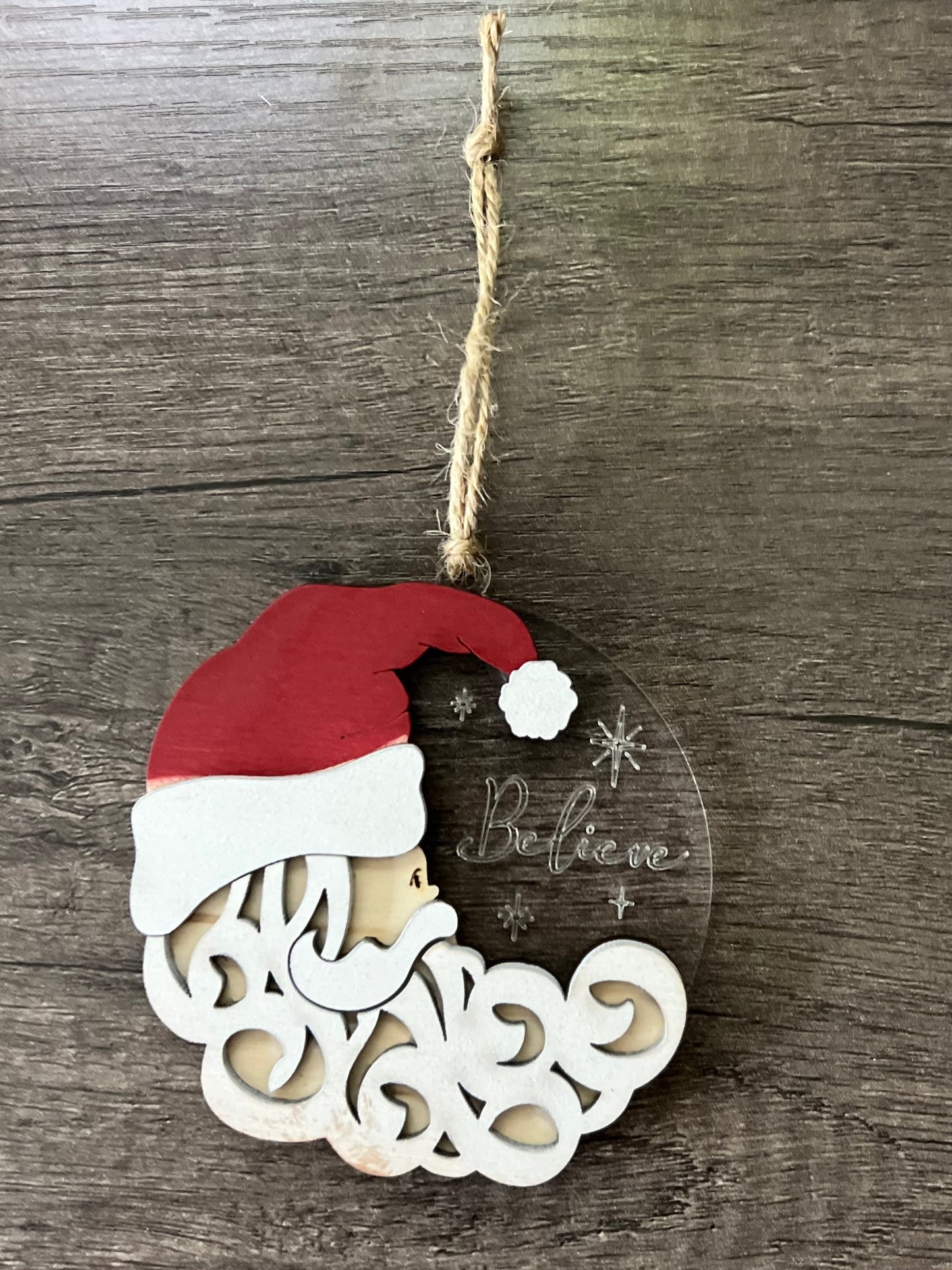Rustic Santa Ornament